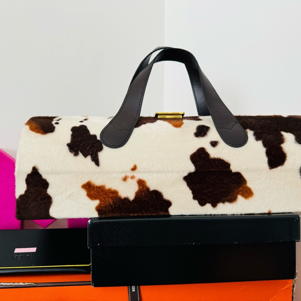 Western Cowhide Pattern Single BottleWine Carrier Suitcase Style Bag